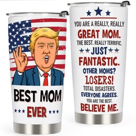 AREOK Mothers Day Gifts for Mom from Daughter Son Kids - Best Mom Ever Tumbler Gifts - Great Mothers Day Tumbler Cup - Funny Birthday Present - 20 OZ Stainless Steel Mama Cup