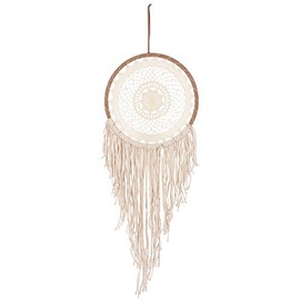 Something Different Cream String Dreamcatcher, Steel, White, 32 x 1 x 95 cm