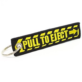 PULL TO EJECT Key Chain - Black/Yellow by Rotary13B1
