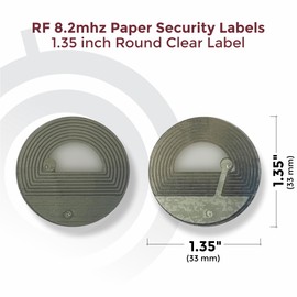 1000 Paper Security Label 1.35 inch (33mm) diam RF 8.2Mhz Clear Checkpoint Compatible – Practical and Effective Anti-Theft Labels for EAS Loss Prevention Systems by Bullseye Protection