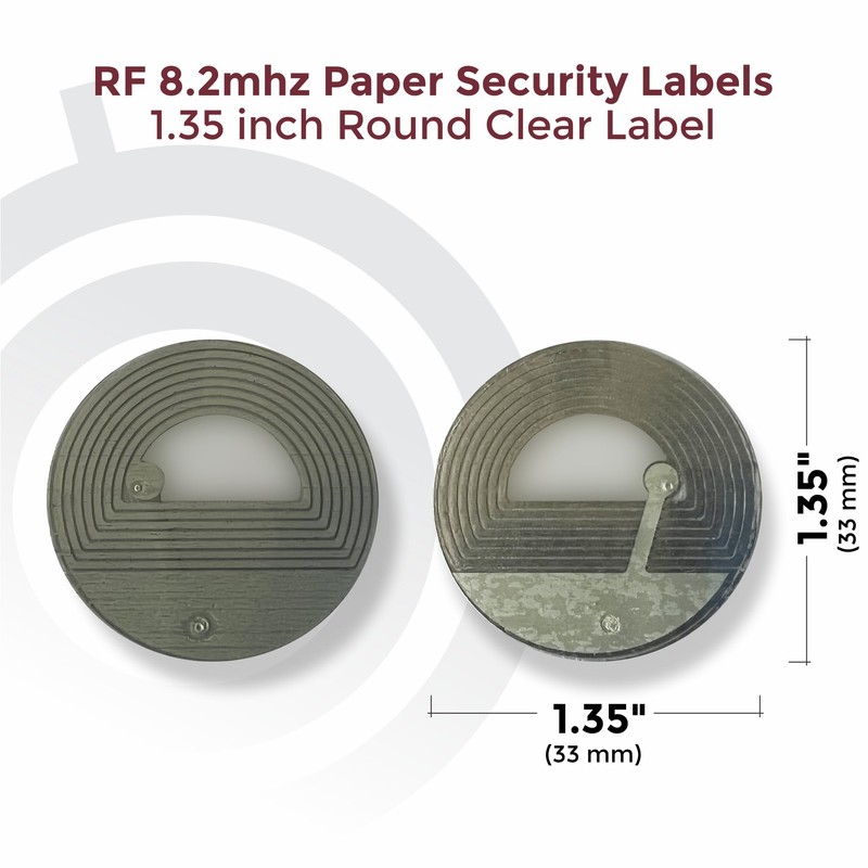 1000 Paper Security Label 1.35 inch (33mm) diam RF 8.2Mhz