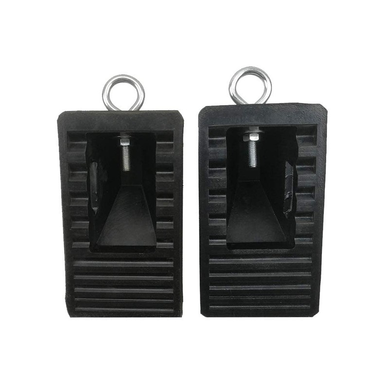ROBLOCK Heavy-Duty Rubber Wheel Chocks with Eyebolt for Cars, RVs,