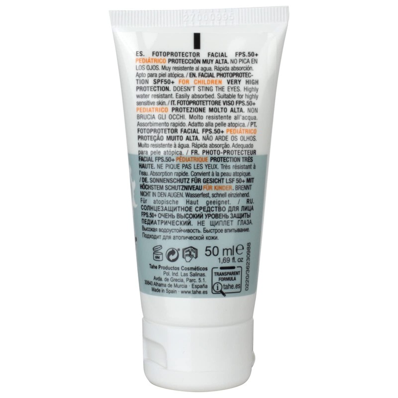 Tahe Pediatric Sun Protection Photoprotector Solar Face Cream SPF50+, 50