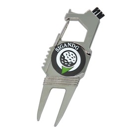 SIGANDG Unisex's 7-in-1 Divot Repair Tool Zinc alloy golf ball fork With magnetic ball mark A variety of functions golf green fork(silver)
