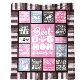Dog Mom 50X60 Soft Throw Blanket 310 Grams Pink Throw Gifts for Dog Lovers Meaningful Mother's Day Present for Dog Moms Owners Designed for Easy Maintenance