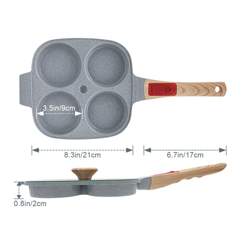 RANX INGST Ceramic Egg Frying Pan with Lid, Nonstick 4