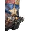 Rustic Western Star Texas Patriot Flag Cowboy Boot With Spur