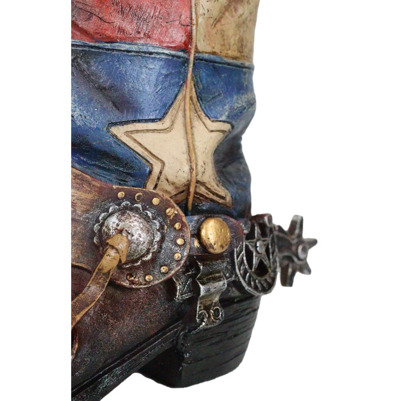 Rustic Western Star Texas Patriot Flag Cowboy Boot With Spur