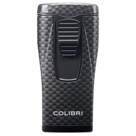 Colibri Monaco Triple Jet Flame Cigar Lighter, Wind Resistant, Blue Illusion Fuel Window, Refillable Butane (Black Carbon Fiber)