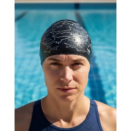 escualo Gorra para Natacion Unisex Adulto Modelo Shark (Silicon) Impermeable, Unitalla, Color Negro