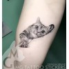 고양이 문신스티커 지워지는타투 헤나 캣스티커 일상 스탬프 나비 임시 Cat