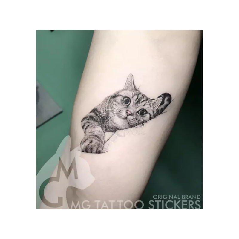 고양이 문신스티커 지워지는타투 헤나 캣스티커 일상 스탬프 나비 임시 Cat