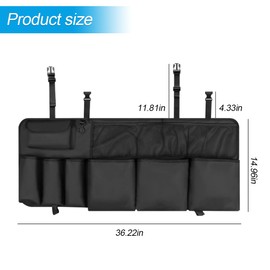 Osilly Car Trunk Organizer, Vehicle Backseat Hanging Storage Bag with Adjustable Straps, Space Saving Interior Seat Collapsible Cargo Pockets, Universal Automotive Accessories (Oxford Cloth)