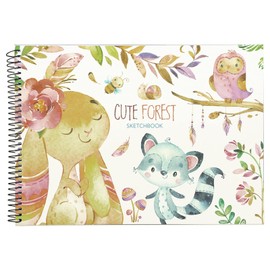 Sketchbook, A4 drawing pad with spiral binding, sketch pad, hard cover, spiral pad, 50 sheets, paper, colouring pad, children's drawing book, drawing paper, blank spiral book for painting, memos,