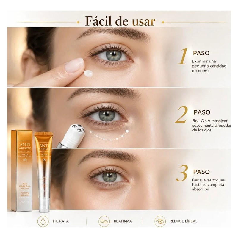 Crema Contorno De Ojos Roll On Antiarrugas Ojeras 20g