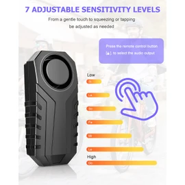 KINOEE Bicycle Alarm, Anti-Theft Burglar Wireless Alarm with Remote Control for Bicycle/motorcycle/Electric Tricycle/car/door/window, Waterproof,113dB Super Loud Sound, 7 level Sensitivity