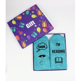 PartyGalore Reading Socks with Gift Box, Book Lover Gifts for Women, Bookish Gifts, Funny Reading Accessories Gifts for Teacher, Students