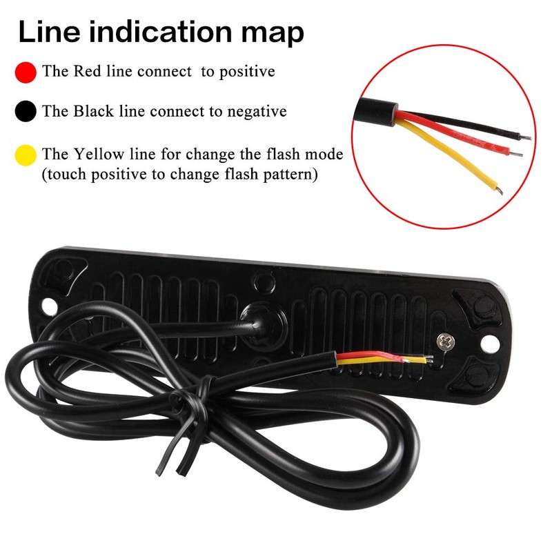 Teguangmei 4Pcs Ultra Thin 6LED Emergency Strobe Lights Amber Hazard