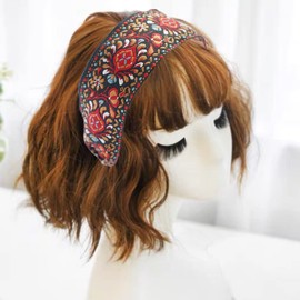 Vintage Headband Boho Headbands for Women Wide Headbands Embroidery Hair Band Retro Ethnic Style Headdress Hair Bands for Women's Hair Girl
