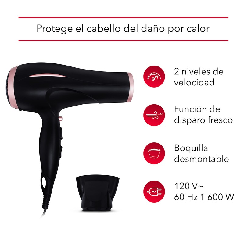 RCA Secadora de Cabello con Boquilla Desmontable RC-P15