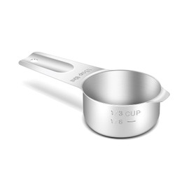 BERYLER 1 Pack 1/3 Cup (5.3 Tbsp | 80 ml | 80 cc | 2.7 oz) Measuring Cup, Stainless Steel Measuring Cups, Metal Measuring Cup, Practical Kitchen Gadgets for Cooking