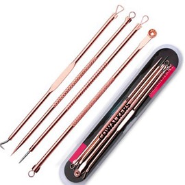 Set de Acero Inoxidable para Eliminación de Espinillas y Acné con 4 Agujas de Doble Cabeza Extractoras para Limpieza Facial de Poros