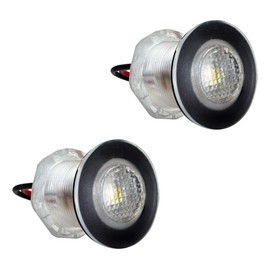 RecPro Round Red 12V LED Livewell Courtesy Accent Light | Marine Boat RV | Waterproof (2 Pack)