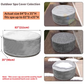 UCEDER Round Hot Tub Cover 170G Polyethylene Spa Cover Waterproof and UV Protection Hot Tub Sun Shield (83"(D) x35(H), Silver)
