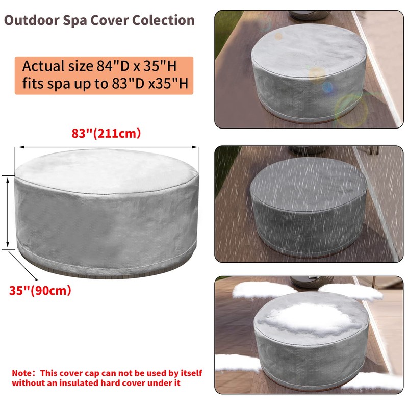 UCEDER Round Hot Tub Cover 170G Polyethylene Spa Cover Waterproof