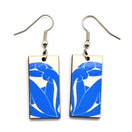 Matisse Blue Nude Earrings - Henri Matisse Cut Out Modern Dangle Earrings