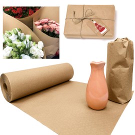 Brown Kraft Paper Roll Gift Wrapping Paper Roll Bouquet/Flower Packing Paper Craft Paper for Holiday, Decorating, Art, Packaging, Moving Bulletin Board Paper Christmas Wrap Paper (15"x98.4')