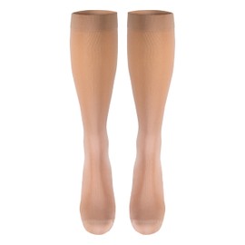 NuVein Medical Compression Stockings, 20-30 mmHg Support, Soft Comfort Microfiber, Knee Length, Closed Toe, Beige, Medium