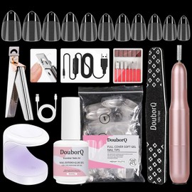 Major Dijit Gel X Starter Kit - With Nail Cutter, 4-in-1 Gel (0.5 oz), 500 Medium Stiletto Tips, UV Lamp & Accessories for Nail Extensions & Nail Art