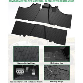 SAUTVS TPE Front and Rear Floor Mats for Kawasaki Mule Pro FXT DXT 2015-2025 Accessories, Rubber Row Floor Liners Slush Mats, Replace #KAF080-033 KAF080-034, All Weather Protection