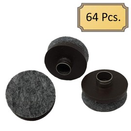1" Dia. Heavy Duty Felt Nail-on Slider Glide Pads for Chairs, Stools, Tables - Furniture Slides Like Magic -Tile & Hard Wood Floor Protector - Espresso - 64 pcs.