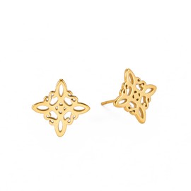 TEAMER Witches Knot Stud Earrings Stainless Steel Irish Knot Witchcraft Celtic Knot Earrings Amulet Protection Jewelry for Women (Style 2 - Gold)