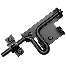 Litensh Door Bolt Double-Sided, Sliding Latch, Door Lock with Padlock, Cylinder Latch, Locking Lock Bolt Stainless Steel Bolt Door Lock Gate Bolt Sliding Lock Black