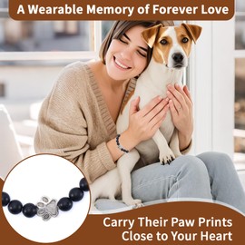COSOWO Paw Memorial Bracelet for Dog Cat, Sympathy Gift for Loss of Beloved Pet, Rainbow Bridge Memorial Gift for Pet Lovers, Adjustable Pet Keepsake Bracelet with Heart Charm, Glossy