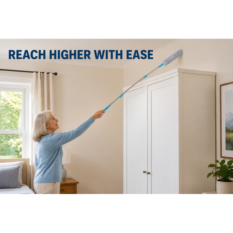 Washable Under-Bed Duster for Crevice Cleaning - Extendable Flexible Brush