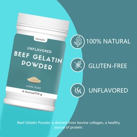 6 oz Beef Gelatin Powder Unflavored, Natural Thickener, Rich in Collagen, Used in Jellies, Puddings, Candies, Dairy Products, Jams and Other Foods