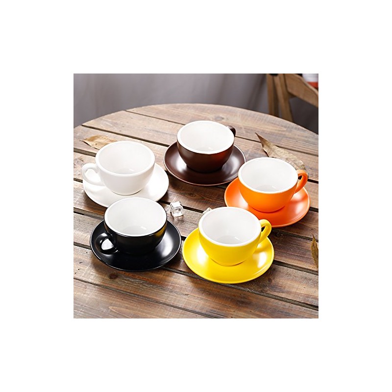 Coffeezone Latte Art Cappuccino Barista Cup and Saucer, New Bone
