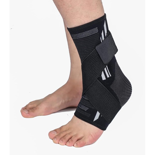 VITTO Ankle Brace, Foot Support for Ligament Damage, Weak Joints, Sprained Joint and Arthritis (+ Strap, L)