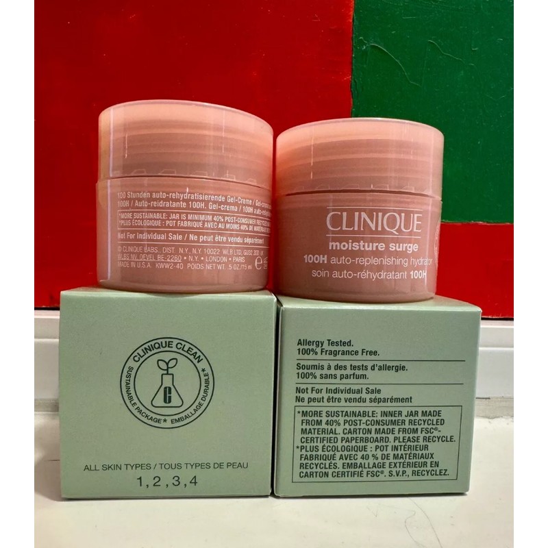 NIB 2x Clinique Moisture Surge 100H Auto-Replenishing Hydrator 0.5 oz