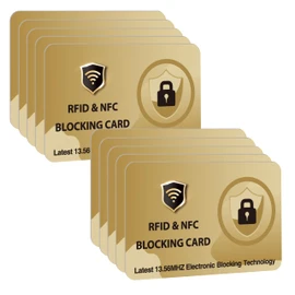 DevTech IT RFID Blocking Cards - 10 Pack, Protects Entire Wallet/Purse, NFC/Contactless Bank Card Protector - Golden
