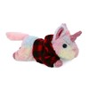 DolliBu Sunday Rainbow Unicorn Stuffed Animal with Plaid Red Hoodie