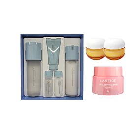 LANEIGE Water Bank Blue Hyaluronic Skin Care Set Basic 2 Types + Radiant C Cream 10ml*20ea, Lip Sleeping Mask 3g (For oily/combination skin), White, 30.0 grams