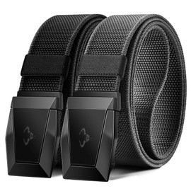 BULLIANT Men Belt 2 Pack,Nylon Web Holster Belt Stretch for Gift Men Outdoor Work Sports Hunting Hiking,Quick Release(Black/Dark Gray,30"-34" Waist Adjustable)