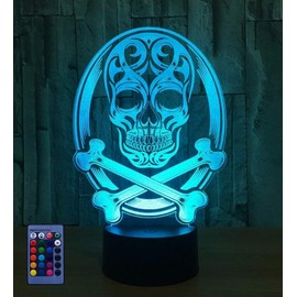 HPBN8 Ltd 3D Schädel Lampe USB Power Fernbedienung 7/16 Farben Amazing Optical Illusion 3D wachsen LED Lampe Formen Kinder Schlafzimmer Geburtstagsgeschenke Geschenk Nacht Licht.