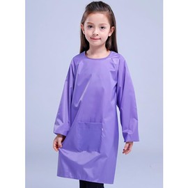 Yiqeenho Kids Art Smock Waterproof Painting Apron Artist Smocks for Children Long Sleeve Smock with Pocket Purple 3XL Fit Height 130-160CM