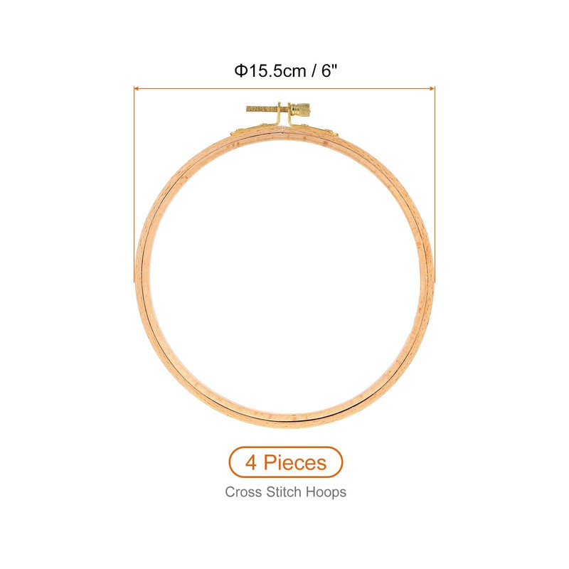 PATIKIL 4 Pieces 6 Inch Embroidery Hoops Round Adjustable Beach